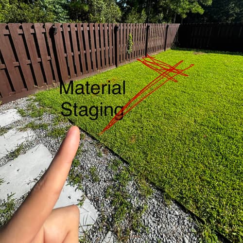 Pre-site meeting: material staging marked out