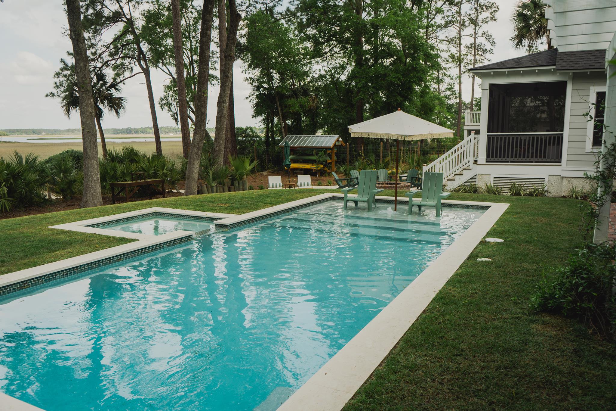 Sparkling pool ready for summer in a Lowcountry backyard